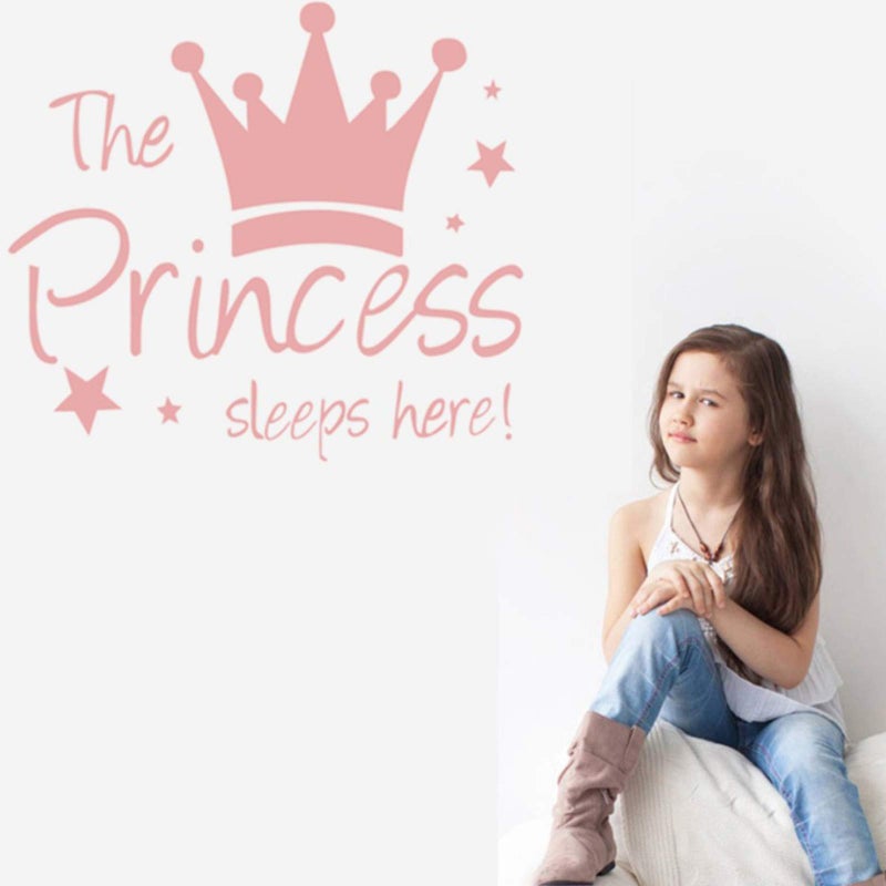Maydahui 2 PCS Wall Sticker The Prince/Princess Sleep Here 12.6 Inch Little Crown Star Art Quotes Wall Decal Decor for Living Room Bedroom - Image 4
